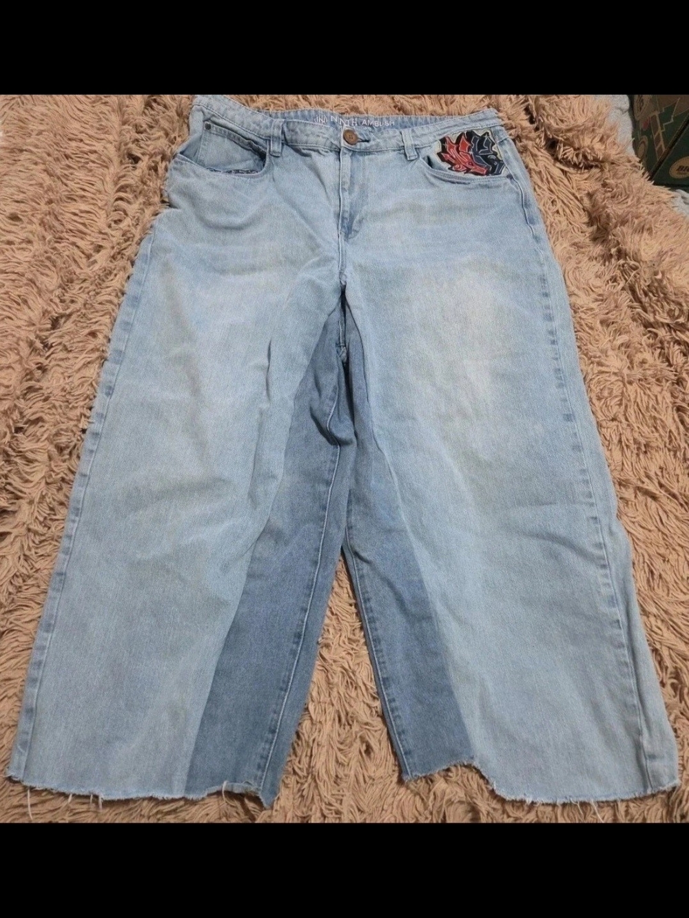 Ninth Hall Ambush Mens Size 38 Baggy Wide-Leg Embroidered Y2K 90s Skater Jeans